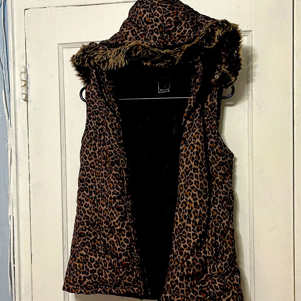 Cheetah print Winter outerwear vest